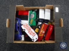 Unboxed die cast vehicles - Corgi delivery vans, Burago BMW M3,