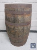 An oak coopered barrel