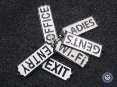 Six cast metal plaques - ladies, gents,