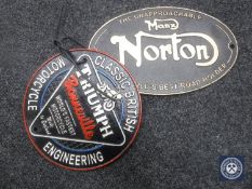 Two cast metal plaques 