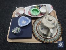 A tray of Royal Doulton Cypress wall plaque, Maling ware,