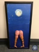 Donald James White : Moonrise, Gateshead, mixed media, 27 cm x 60 cm, framed.