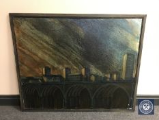 Donald James White : Via Byker, oil on canvas, 100 cm x 80 cm, framed.