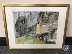 Donald James White : Carcassoue, watercolour, 46 cm x 37 cm, framed.