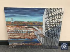 Donald James White : Untitled landscape, watercolour and chalks, 100 cm x 79 cm.