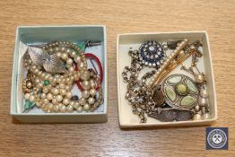 A continental marquisette brooch, together with costume jewellery,