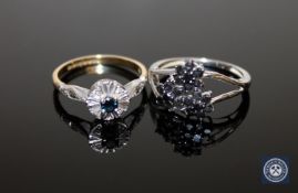 An 18ct gold sapphire and diamond ring,