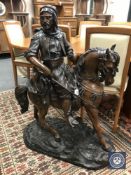 After Barye Fils & Emile Guillemin: An Arabian huntsman on horseback,