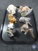 Six assorted Franklin Mint and Eva Dalberg wildlife figures