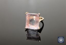 A 9ct gold dendritic quartz ring,