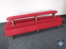 Four oak upholstered church kneelers