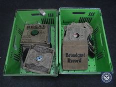 Two boxes of vintage 78's and 45's records