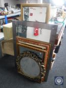 Five assorted framed mirrors