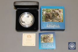 A 2014 silver proof 5oz $8 coin by The Perth Mint, Australia,