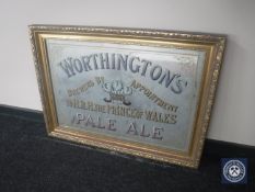 A gilt framed pub advertising mirror 