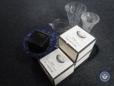 A tray of assorted glass ware including Wedgwood Crystal wave dishes,