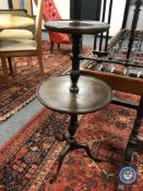 A Georgian style mahogany tripod two-tier dumb waiter,