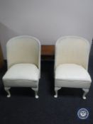 A pair of mid 20th century loom chairs together with an inlaid mahogany occasional table