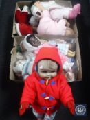 Three boxes of mid 20th century and later dolls