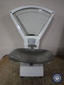 A set of enamelled grocer's scales CONDITION REPORT: The scales appear to be in good