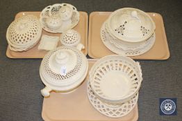 A collection of fifteen pieces of Leeds Royal Creamware china comprising of lidded tureen,