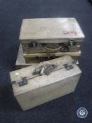 Four vintage 20th century pig skin luggage cases