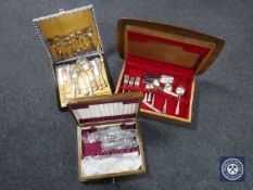 Three canteens containing part sets of cutlery