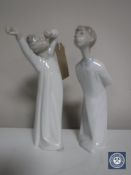 Two Lladro figures, Boy Awakening and Boy Whistling,