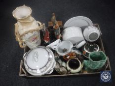 A President 31 day wall clock together with a box containing Sylvac vase,