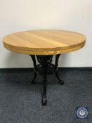 A Britannia pub table with solid ash top