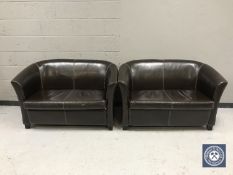 A pair of contemporary leather two seater settees