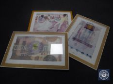 A Los Angeles Museum of Art poster by Diego Rivera together with two framed P. G.