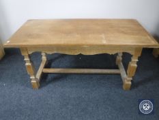 A continental oak coffee table CONDITION REPORT: This is 120cm long by 57cm deep by