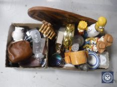 Two boxes of cine cameras, leather bag, wooden puppets - Simpsons & Toy Story,