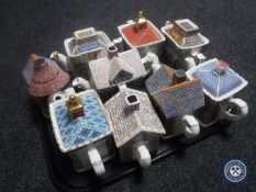 A tray containing nine Sadler collector's teapots