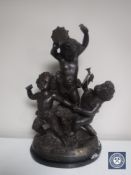 A bronze group of three cherubs signed Livi, No.