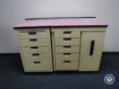 A two-piece mid 20th century kitchen cabinet