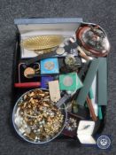 A tray of a quantity of costume jewellery, wristwatches,