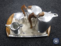 A four piece Picquot tea service on tray