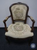 A continental salon armchair in tapestry fabric