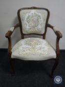 A continental salon armchair in tapestry fabric