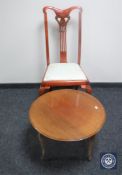 A mahogany Queen Anne style dining chair and circular occasional table