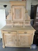 An antique oak buffet back sideboard