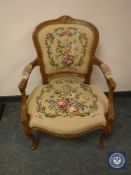 A continental tapestry seated armchair,
