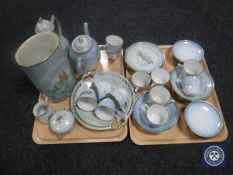 Two trays containing a quantity of Bing & Grondahl tea china, plates,