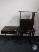 A nest of three inlaid mahogany tables,