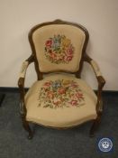 A continental tapestry seated armchair,