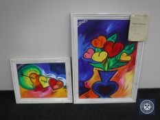 Stanley King, Triple Heart, acrylic on paper, together with the companion piece,