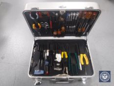 A professional Jensen Tools aluminium tool case with security lock,
