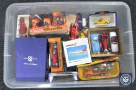 A caret containing die cast vehicles, Corgi,
